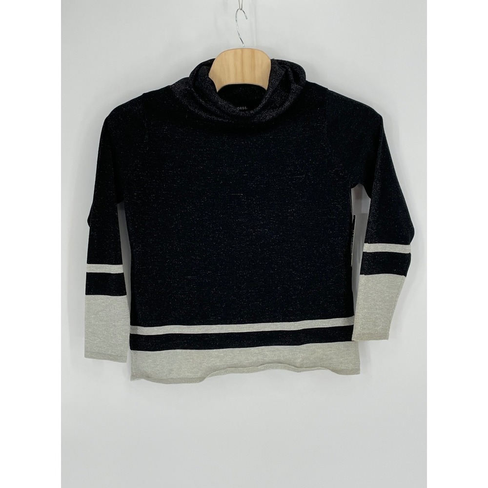 NWT George Women Black Soot Metallic Cowl Neck Colorblock Sweater XL 16-18